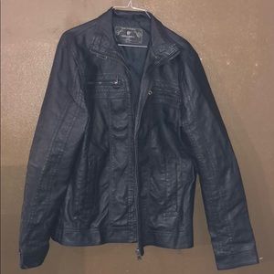 Jet black leather jacket